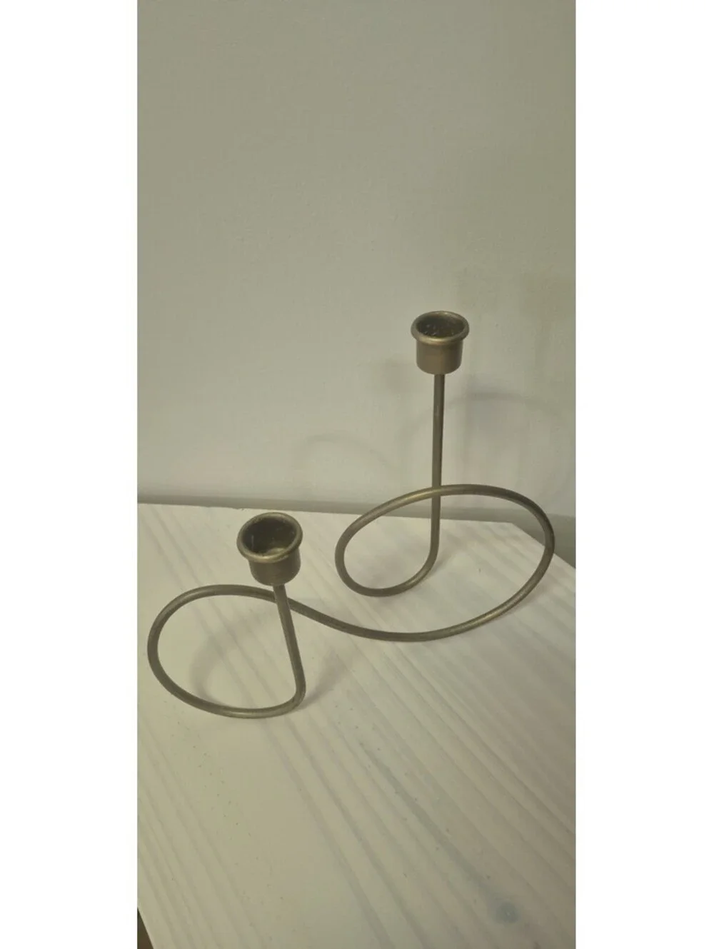Vintage Brass Candle Holder ~ Twist, Spiral, Loop ~ gold tone ~ Rope ~ Metal